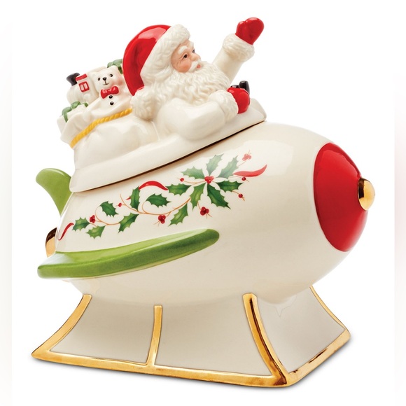 Lenox Holiday Figural Santa's Rocket Covered Candy Dish - Picture 2 of 9
